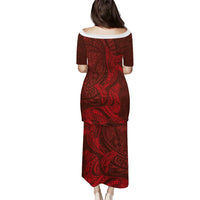 Hawaiian Monk Seal and Whale Puletasi Kakau Tribal Pattern Red Color LT03 - Polynesian Pride