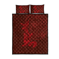 Hawaiian Monk Seal and Whale Quilt Bed Set Kakau Tribal Pattern Red Color LT03 - Polynesian Pride