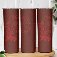 Hawaiian Monk Seal and Whale Skinny Tumbler Kakau Tribal Pattern Red Color LT03 - Polynesian Pride