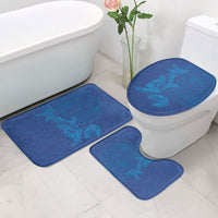 Hawaiian Monk Seal and Whale Bathroom Set Kakau Tribal Pattern Blue Color LT03 - Polynesian Pride