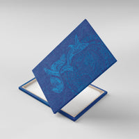 Hawaiian Monk Seal and Whale Canvas Wall Art Kakau Tribal Pattern Blue Color LT03 With Frame Blue - Polynesian Pride