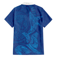 Hawaiian Monk Seal and Whale Hawaiian Shirt Kakau Tribal Pattern Blue Color LT03 - Polynesian Pride