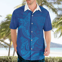 Hawaiian Monk Seal and Whale Hawaiian Shirt Kakau Tribal Pattern Blue Color LT03 - Polynesian Pride