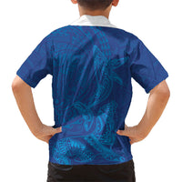 Hawaiian Monk Seal and Whale Hawaiian Shirt Kakau Tribal Pattern Blue Color LT03 - Polynesian Pride