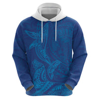 Hawaiian Monk Seal and Whale Hoodie Kakau Tribal Pattern Blue Color LT03 - Polynesian Pride