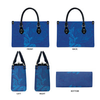 Hawaiian Monk Seal and Whale Leather Bag Kakau Tribal Pattern Blue Color LT03 - Polynesian Pride