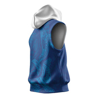 Hawaiian Monk Seal and Whale Sleeveless Hoodie Kakau Tribal Pattern Blue Color LT03 - Polynesian Pride