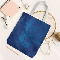 Hawaiian Monk Seal and Whale Tote Bag Kakau Tribal Pattern Blue Color LT03 White Strap One Size Blue - Polynesian Pride