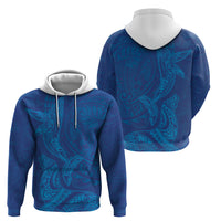 Hawaiian Monk Seal and Whale Zip Hoodie Kakau Tribal Pattern Blue Color LT03 - Polynesian Pride