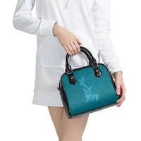Hawaiian Monk Seal and Whale Shoulder Handbag Kakau Tribal Pattern Teal Color LT03 - Polynesian Pride