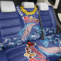 Hawaiian Sea Animals Back Car Seat Cover Whales Shark and Turtle Guardians with Tribal Pattern LT03 - Polynesian Pride