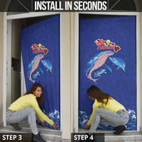 Hawaiian Sea Animals Door Cover Whales Shark and Turtle Guardians with Tribal Pattern LT03 - Polynesian Pride