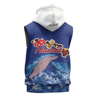 Hawaiian Sea Animals Sleeveless Hoodie Whales Shark and Turtle Guardians with Tribal Pattern LT03 - Polynesian Pride