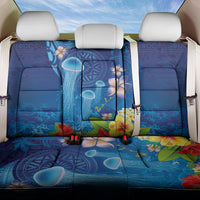 Fiji Jellyfish Back Car Seat Cover Tapa Patterns and Hibiscus Sea Vibe LT03 One Size Blue - Polynesian Pride