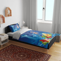 Fiji Jellyfish Bedding Set Tapa Patterns and Hibiscus Sea Vibe LT03 - Polynesian Pride
