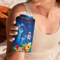 Fiji Jellyfish 4 in 1 Can Cooler Tumbler Tapa Patterns and Hibiscus Sea Vibe LT03 - Polynesian Pride
