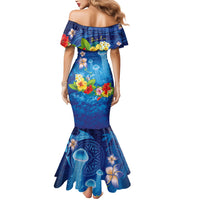Fiji Jellyfish Mermaid Dress Tapa Patterns and Hibiscus Sea Vibe LT03 - Polynesian Pride