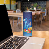 Fiji Jellyfish Skinny Tumbler Tapa Patterns and Hibiscus Sea Vibe LT03 - Polynesian Pride