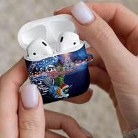 New Zealand Merry Christmas AirPods Case Maori Tribal Pattern with Xmas Tui Bird