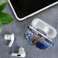 New Zealand Merry Christmas AirPods Case Maori Tribal Pattern with Xmas Tui Bird