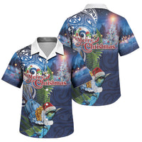 New Zealand Merry Christmas Family Matching Summer Maxi Dress and Hawaiian Shirt Maori Tribal Pattern with Xmas Tui Bird LT03 Son's Shirt Multicolor - Polynesian Pride