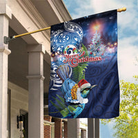 New Zealand Merry Christmas Garden Flag Maori Tribal Pattern with Xmas Tui Bird