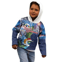 New Zealand Merry Christmas Kid Hoodie Maori Tribal Pattern with Xmas Tui Bird