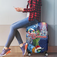 New Zealand Merry Christmas Luggage Cover Maori Tribal Pattern with Xmas Tui Bird