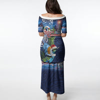 New Zealand Merry Christmas Puletasi Maori Tribal Pattern with Xmas Tui Bird LT03 - Polynesian Pride