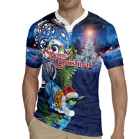 New Zealand Merry Christmas Rugby Jersey Maori Tribal Pattern with Xmas Tui Bird