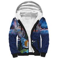 New Zealand Merry Christmas Sherpa Hoodie Maori Tribal Pattern with Xmas Tui Bird