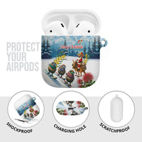 New Zealand and Australia Merry Christmas AirPods Case Kiwi Birds Skiing and Koala Santa Riding Kangaroo