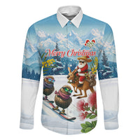 New Zealand and Australia Merry Christmas Family Matching Long Sleeve Bodycon Dress and Hawaiian Shirt Kiwi Birds Skiing and Koala Santa Riding Kangaroo