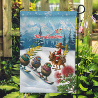 New Zealand and Australia Merry Christmas Garden Flag Kiwi Birds Skiing and Koala Santa Riding Kangaroo