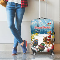 New Zealand and Australia Merry Christmas Luggage Cover Kiwi Birds Skiing and Koala Santa Riding Kangaroo