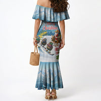 New Zealand and Australia Merry Christmas Mermaid Dress Kiwi Birds Skiing and Koala Santa Riding Kangaroo LT03 - Polynesian Pride