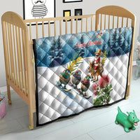 New Zealand and Australia Merry Christmas Quilt Kiwi Birds Skiing and Koala Santa Riding Kangaroo