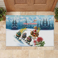 New Zealand and Australia Merry Christmas Rubber Doormat Kiwi Birds Skiing and Koala Santa Riding Kangaroo