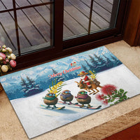 New Zealand and Australia Merry Christmas Rubber Doormat Kiwi Birds Skiing and Koala Santa Riding Kangaroo