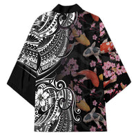 Hawaiian and Japanese Together Kimono Polynesian Triball Tattoo Koi Carps and Sakura - Polynesian Pride