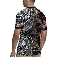 Hawaiian and Japanese Together Rugby Jersey Polynesian Triball Tattoo Koi Carps and Sakura