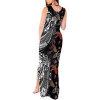 Hawaiian and Japanese Together Tank Maxi Dress Polynesian Triball Tattoo Koi Carps and Sakura