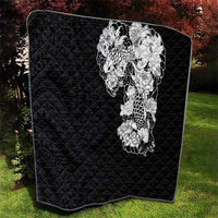Hawaiian and Japanese Together Quilt Japanese Koi Fish Tattoo and Kakau Pattern Black Color LT03 - Polynesian Pride