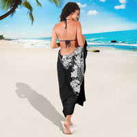 Hawaiian and Japanese Together Sarong Japanese Koi Fish Tattoo and Kakau Pattern Black Color