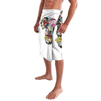 Hawaiian and Japanese Together Lavalava Colorful Traditional Japanese Tattoo and Kakau Pattern White Color