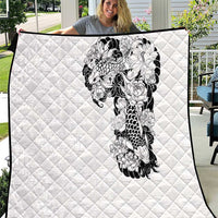 Hawaiian and Japanese Together Quilt Japanese Koi Fish Tattoo and Kakau Pattern White Color LT03 White - Polynesian Pride