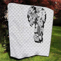 Hawaiian and Japanese Together Quilt Japanese Koi Fish Tattoo and Kakau Pattern White Color LT03 - Polynesian Pride