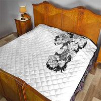 Hawaiian and Japanese Together Quilt Japanese Koi Fish Tattoo and Kakau Pattern White Color LT03 - Polynesian Pride