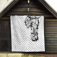 Hawaiian and Japanese Together Quilt Japanese Koi Fish Tattoo and Kakau Pattern White Color LT03 - Polynesian Pride