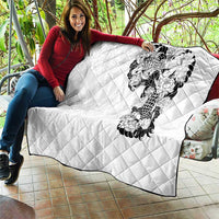 Hawaiian and Japanese Together Quilt Japanese Koi Fish Tattoo and Kakau Pattern White Color LT03 - Polynesian Pride